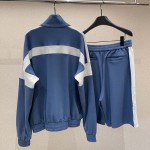 DIOR AND PARLEY Zipped Track Jacket Short Set Blue and White