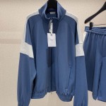 DIOR AND PARLEY Zipped Track Jacket Short Set Blue and White