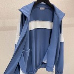 DIOR AND PARLEY Zipped Track Jacket Short Set Blue and White