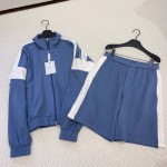 DIOR AND PARLEY Zipped Track Jacket Short Set Blue and White