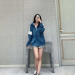 DIOR AND PARLEY Zipped Track Jacket Short Set Blue and White