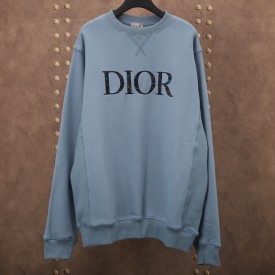 Dior Oversized Dior and Peter Doig Sweatshirt Light Blue Cotton Fleece