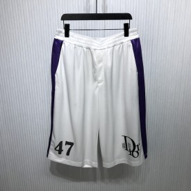 DIOR BY ERL Basketball Shorts White Satin-Finish Technical Jersey