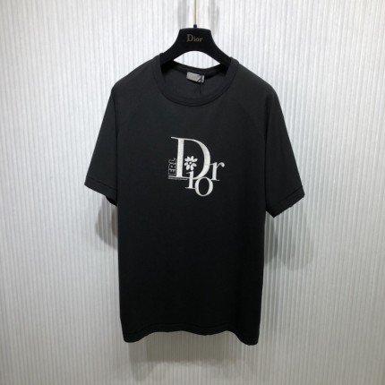 Relaxed-Fit DIOR BY ERL T-Shirt Black Slub Cotton Jersey