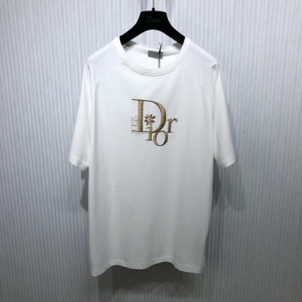 Relaxed-Fit DIOR BY ERL T-Shirt White Slub Cotton Jersey