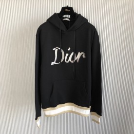 Dior Oversized Hooded Sweatshirt Black Organic Cotton Fleece