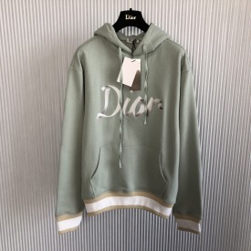 Dior Oversized Hooded Sweatshirt Light Green Organic Cotton Fleece