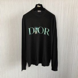 Dior Jardin Sweater Black Silk and Cotton Jersey Stitch Knit