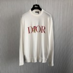 Dior Jardin Sweater White Silk and Cotton Jersey Stitch Knit