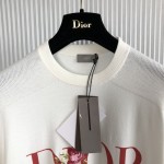 Dior Jardin Sweater White Silk and Cotton Jersey Stitch Knit