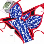 Dior oblique bikini swimsuit Blue / Red