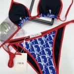 Dior oblique bikini swimsuit Blue / Red