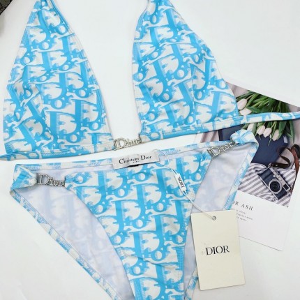 Dior oblique bikini swimsuit Light Blue