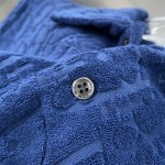 Oversized Dior Oblique Polo Shirt Blue Terry Cotton Jacquard