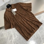 Oversized Dior Oblique Polo Shirt Brown Terry Cotton Jacquard