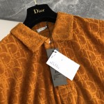 Oversized Dior Oblique Polo Shirt Orange Terry Cotton Jacquard