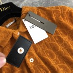 Oversized Dior Oblique Polo Shirt Orange Terry Cotton Jacquard