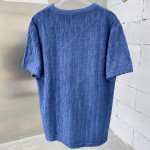 Dior Oblique T-Shirt Blue Terry Cotton Jacquard