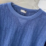 Dior Oblique T-Shirt Blue Terry Cotton Jacquard