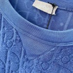 Dior Oblique T-Shirt Blue Terry Cotton Jacquard