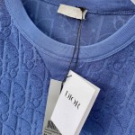 Dior Oblique T-Shirt Blue Terry Cotton Jacquard