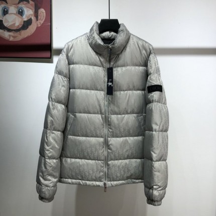 Dior Oblique Down Jacket Silver Jacquard