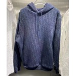 Oversized Hooded Sweatshirt with Dior Oblique Motif Blue