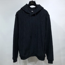 Oversized Hooded Sweatshirt with Dior Oblique Motif Navy