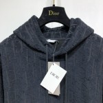 Oversized Hooded Sweatshirt with Dior Oblique Motif Navy