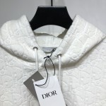 Oversized Hooded Sweatshirt with Dior Oblique Motif White