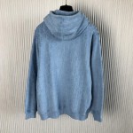 Dior Oblique Relaxed-Fit Hooded Sweatshirt Blue Terry Cotton Jacquard