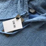 Dior Oblique Relaxed-Fit Hooded Sweatshirt Blue Terry Cotton Jacquard