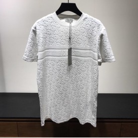 Dior oblique jacquard cotton terry t shirt white