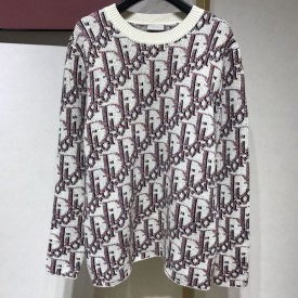 Dior Sweater with Dior Oblique Motif Multicolor Wool Brown