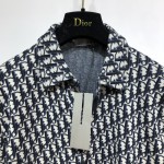 Dior Oblique Overshirt Beige and Navy Blue Cotton Knit