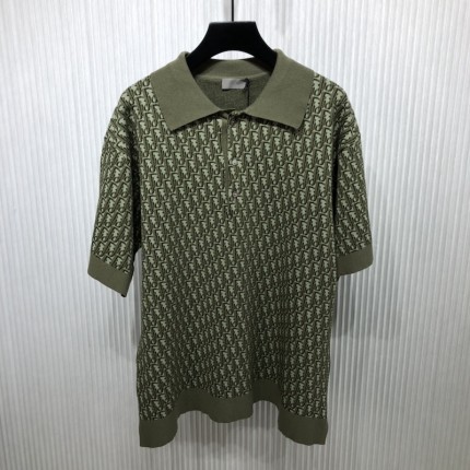 DIOR OBLIQUE POLO SHIRT Khaki Cotton Jacquard