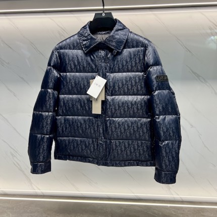 Dior Oblique Quilted Jacket Navy Technical Jacquard