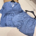 Dior Oblique Short-Sleeved Shirt Blue Silk and Cotton Jacquard Set