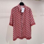 Dior Oblique Short-Sleeved Shirt Red and White Silk Twill Set