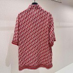 Dior Oblique Short-Sleeved Shirt Red and White Silk Twill Set