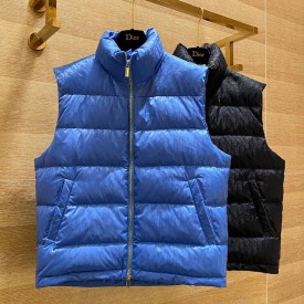 Dior Oblique Sleeveless Down Jacket Vest Blue