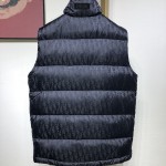 Dior Oblique Sleeveless Down Jacket Vest Navy Blue