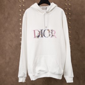 Dior Oversized Dior Flowers Hoodies Cotton White