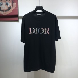 Dior Oversized Dior Flowers T shirt Cotton Black