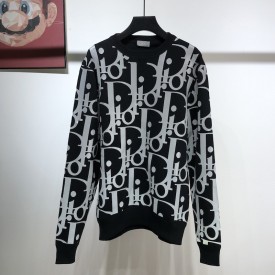 Dior Oversized Reflective Dior Oblique Sweater Wool Jersey Black