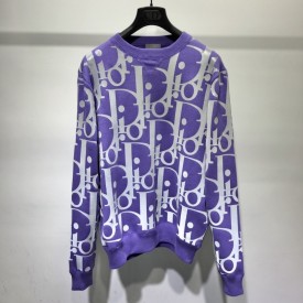 Dior Oversized Reflective Dior Oblique Sweater Wool Jersey Purple