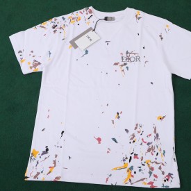 Dior Oversized Dior Tshirt with Paint Print White