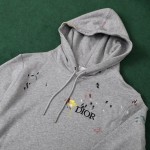 Dior Paint Print hoodies Gray