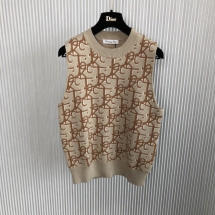 Oversized CACTUS JACK DIOR Sleeveless Sweater Beige and Brown