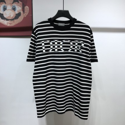 Dior Oversized Dior Striped T shirt Black